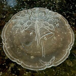 Mikasa Crystal Platter - Holiday Bells Design